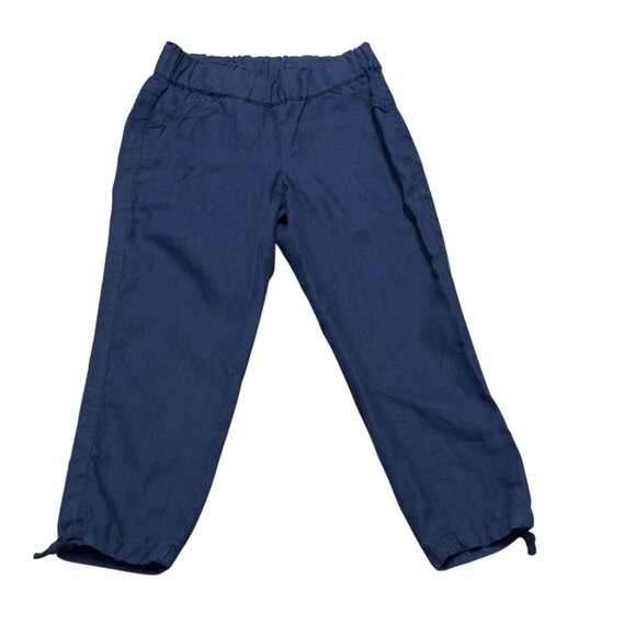 Pure Jill Womens Xs Navy Blue Linen Pull-On Pants With Drawstring Hem - Picture 3 of 10